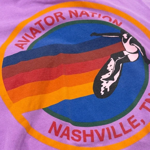 Aviator Nation crop style tee bright Lavender Nashville Tee - Picture 5 of 5